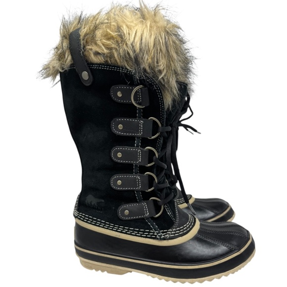 SOREL Joan of Arctic II Black Suede Faux Fur Waterproof Snow Boots - Picture 11 of 12